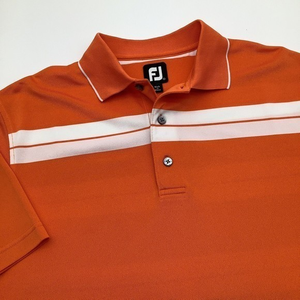 Foot Joy‎ FJ Mens Short Sleeve Golf Polo Shirt Orange White Size Medium